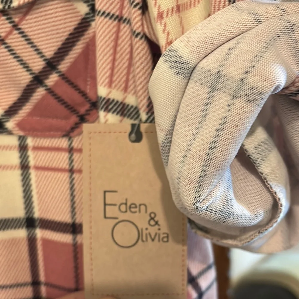 Pink Plaid Button-Up Maternity Shirt - Picture 3 of 4